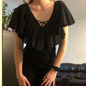 Tank with ruffle accent